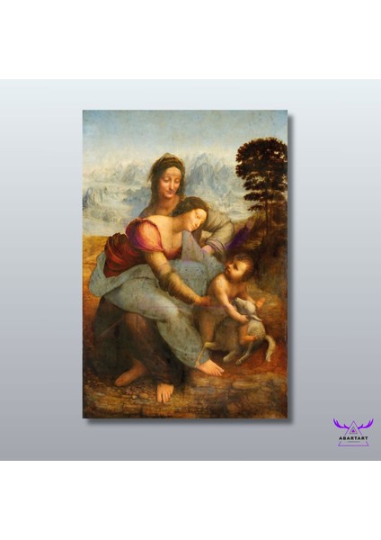 Tekli Dikey Kanvas Duvar Tablosu Leonardo Da Vinci Meryem ve Çocuk Isa Azize Anna Ile fiyatları