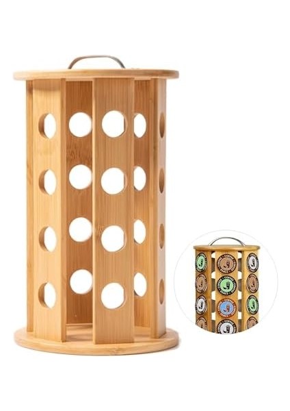 Home Bambu Ayaklı Kapsül Kahve Standı Organizer - Geniş Depolama Kapasiteli, Doğal Ahşap Malzemeden Şık ve Kap Dayanıklısül Düzenleyici, Kahve Kapsül Saklama (24 Gözlü Dönebilir) modelleri