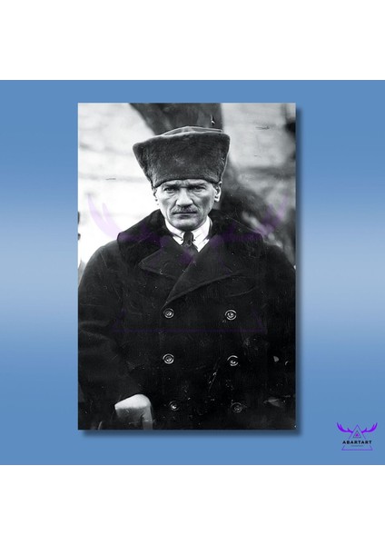 Tekli Dikey Kanvas Ofis Tablosu Siyah Beyaz Şapkalı Atatürk Portresi fiyatları