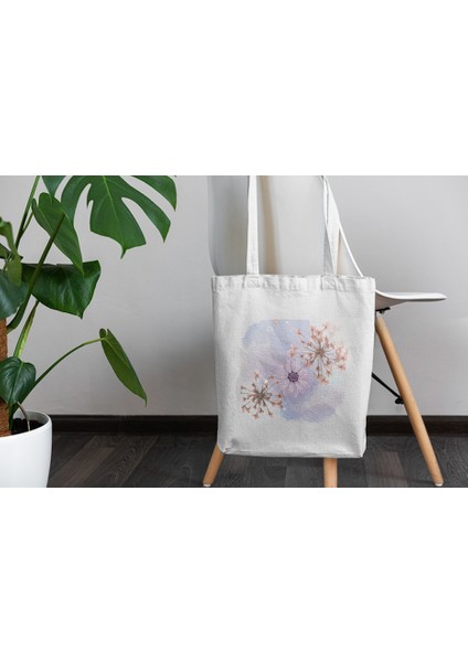 Fermuarlı Bez Çanta – Renkli Çiçek Baskılı – 35X40 cm