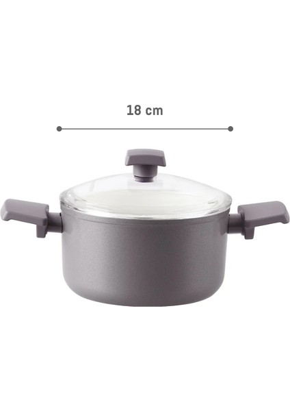 Nano Seramik Derin Tencere - Gri/Beyaz - 18 cm fırsatları