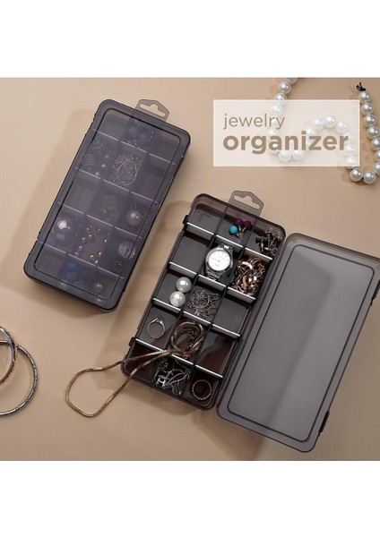 Life 2 Adet Ayraçlı Askılı Füme Takı Organizer Düzenleyici Kutusu MIT1148