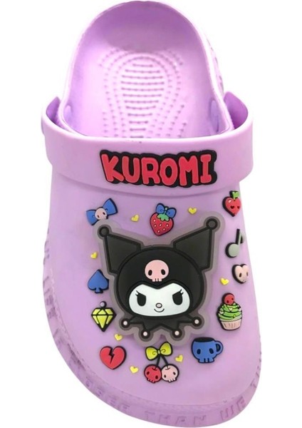 Kuromi Kız Çocuk Lila Kaymaz Taban Işıklı Terlik Havuz Plaj Sandaleti modelleri