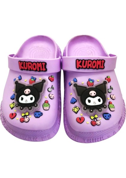 Kuromi Kız Çocuk Lila Kaymaz Taban Işıklı Terlik Havuz Plaj Sandaleti