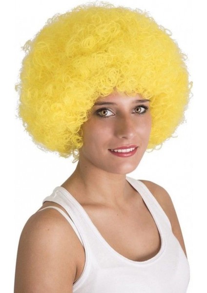 Sarı Renk Kıvırcık Afro Bonus Peruk fırsatları