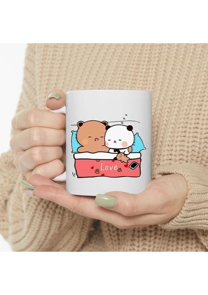 Dore Sevimli Bubu ve Dudu Kahve Kupa, Ayı Seramik Kupa, Panda Ayı Kupası,ingilizce Kupa 41