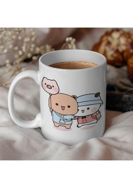 Dore Sevimli Bubu ve Dudu Kahve Kupa, Ayı Seramik Kupa, Panda Ayı Kupası,ingilizce Kupa 3 fiyatları