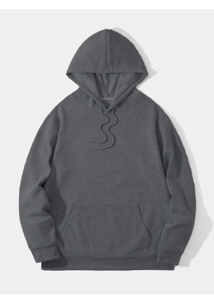 Erkek Düz Kapüşonlu Sweat - Füme fiyatları