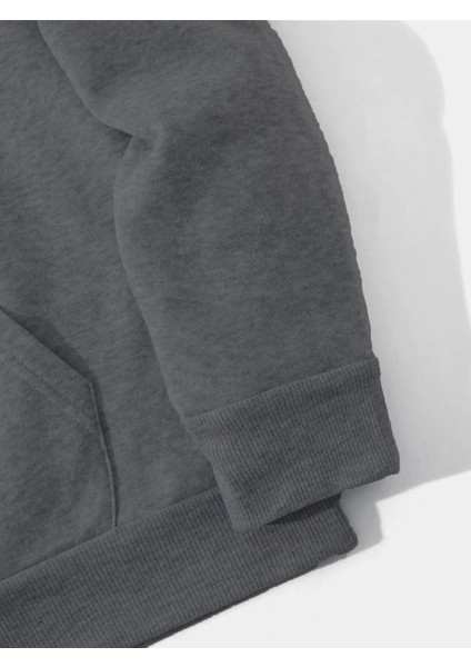 Erkek Düz Kapüşonlu Sweat - Füme fırsatları