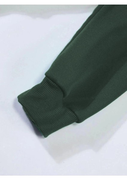 Erkek Düz Kapüşonlu Sweat - Koyu Yeşil fırsatları