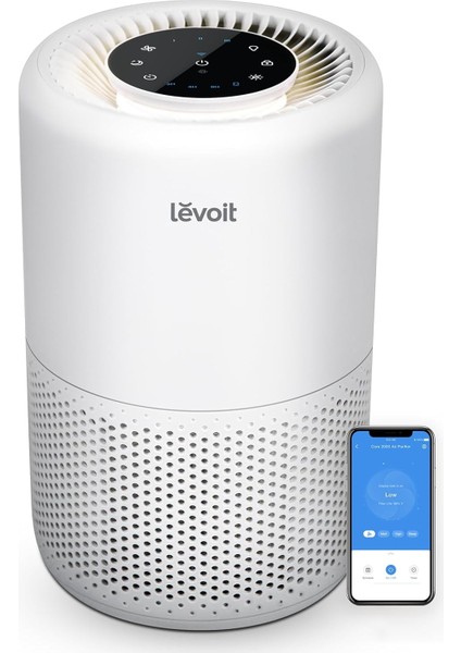 H13 Hepa Hava Filtresili Hava Temizleyici, Polen ve Küf Kokularına Karşı, 35 Metrekareye Kadar Cadr 170 Metreküp/saat, Zamanlayıcılı, Uyku Modu, Uygulama Kontrolü, Gece Lambası