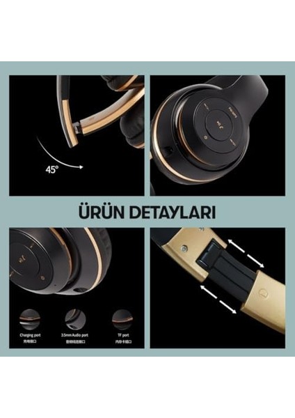 Katlanabilir Kafaüstü Bluetooth Kulaklık (Mikrofonlu) fiyatları