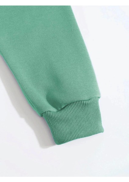 Erkek Düz Kapüşonlu Sweat - Mint Yeşili modelleri