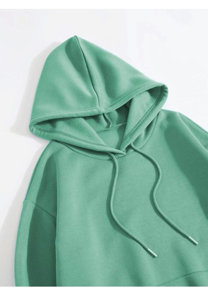 Erkek Düz Kapüşonlu Sweat - Mint Yeşili fırsatları