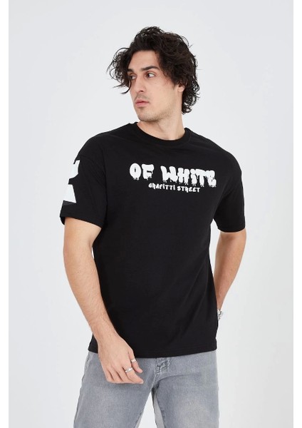 Erkek 24/1 Penye Baskılı T-Shirt - Siyah fiyatları