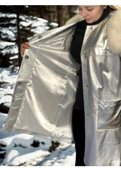 Kadın Kolsuz Hakiki Deri Kürk - Gri fiyatları