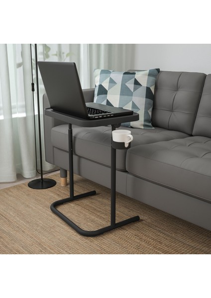 Björkåsen Laptop Masası 46 x 65 cm Antrasit Ayarlanabilir Katlanır Bardak Tutuculu