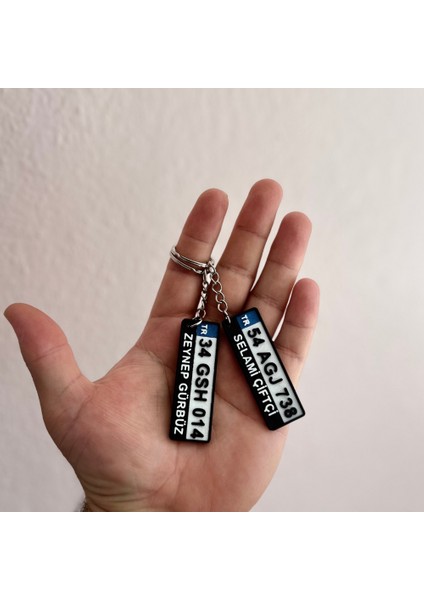 Kişiye Özel Plaka Anahtarlık Çiftli Set (2 Adet) - Isimli ve Plakalı Araç Anahtarlığı
