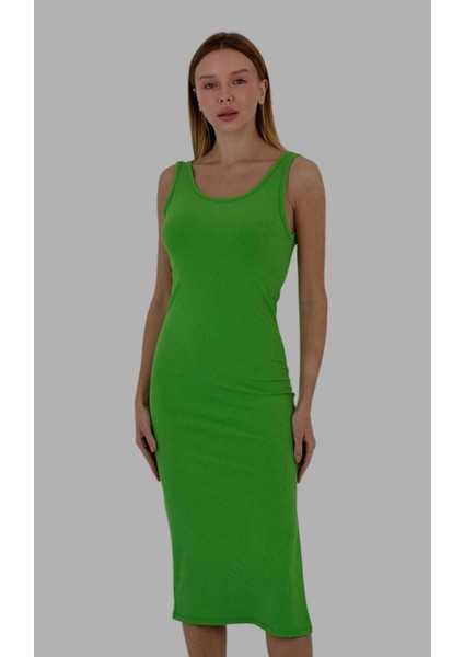Kadın Yırtmaçlı Askılı Yazlık Dar Maxi Elbise modelleri