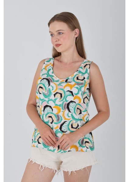 Viskon Kumaş Kalın Askılı Geometrik Desen Kadın Bluz fiyatları