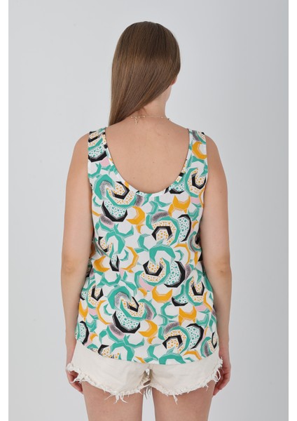 Viskon Kumaş Kalın Askılı Geometrik Desen Kadın Bluz fırsatları