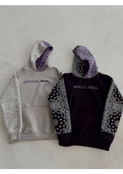 Kadın Baskılı Kapüşonlu Sweatshirt - Gri fiyatları