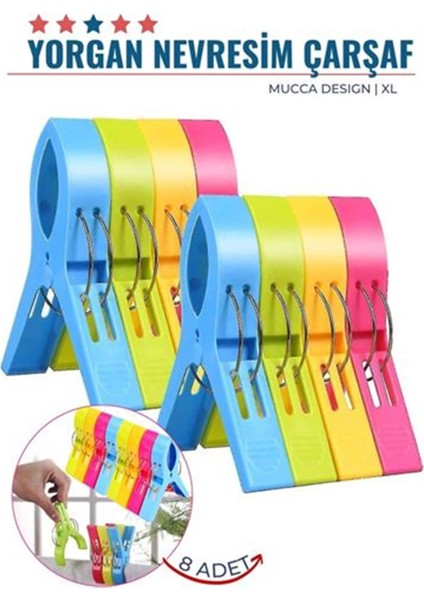 Xl Yorgan Nevresim Çarşaf Mandalı 8 Adet Mucca Design