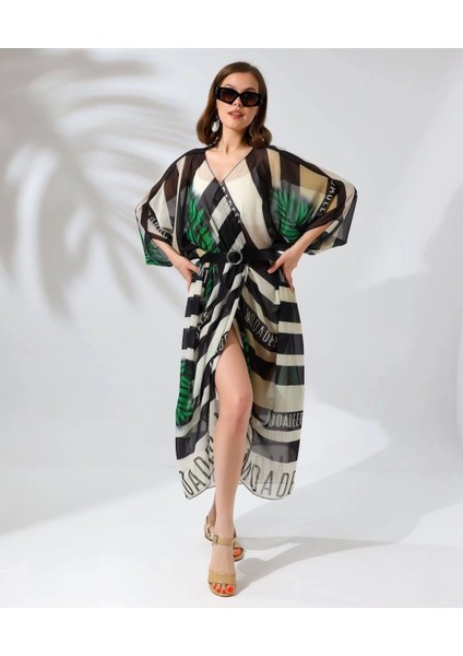 Kadın Rahat Kesim Şifon Kimono - Yeşil modelleri