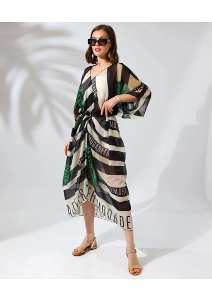 Kadın Rahat Kesim Şifon Kimono - Yeşil indirimleri