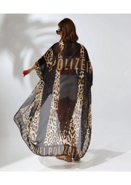 Kadın Rahat Kesim Şifon Kimono - Leopar fiyatları