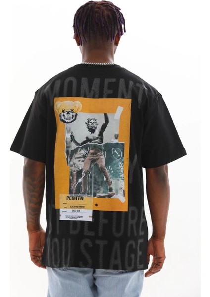 Unisex Baskılı Oversize T-Shirt - Siyah fiyatları