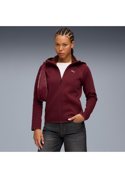 EVOSTRIPE Full-Zip Hoodie Bordo Kadın Fermuarlı Sweatshirt indirimleri