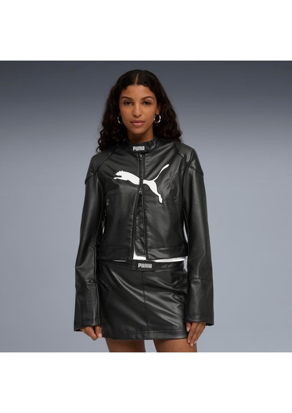 Pleather Racer Jacket Kadın Yetişkin Ceket indirimleri