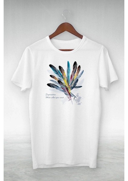 Unisex Baskılı Oversize T-Shirt - Beyaz