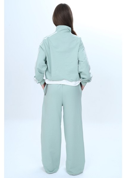 Kız Çocuk 2 Iplik Yarım Fermuarlı Garnili Eşofman Takımı %100 Pamuk Rahat KALIP-EŞT-0001 indirimleri