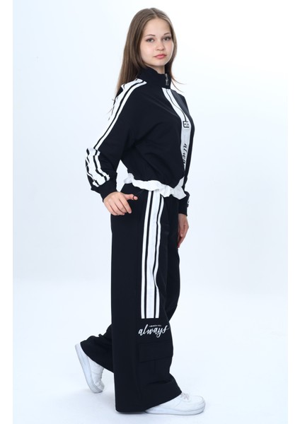 Kız Çocuk 2 Iplik Yarım Fermuarlı Garnili Spor Eşofman Takımı %100 Pamuk Rahat KALIP-EŞT-2001 fiyatları