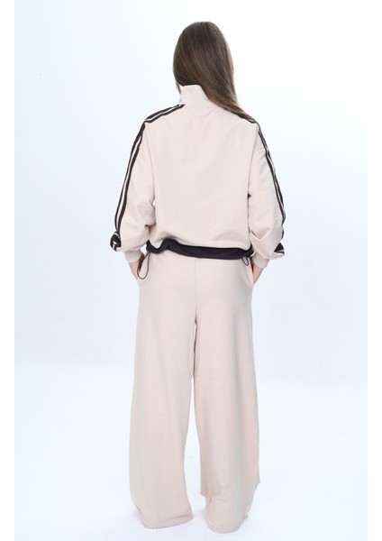 Kız Çocuk 2 Iplik Yarım Fermuarlı Garnili Spor Eşofman Takımı %100 Pamuk Rahat KALIP-EŞT-2001 indirimleri