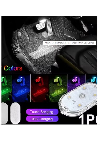 7 Renk Modlu Dokunmatik Sensörlü Mini LED Lamba