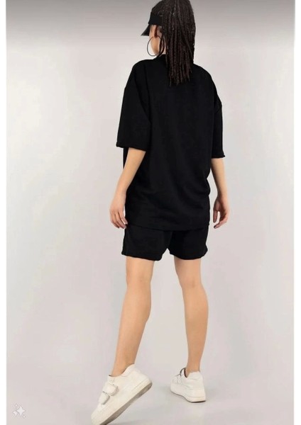 Kadın Unisex Nakış Işlemeli Şort Takım - Siyah fırsatları