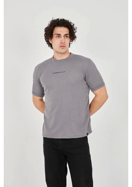 Unisex Jakar Kumaş Slim Fit T-Shirt - Boyalı Gri fiyatları