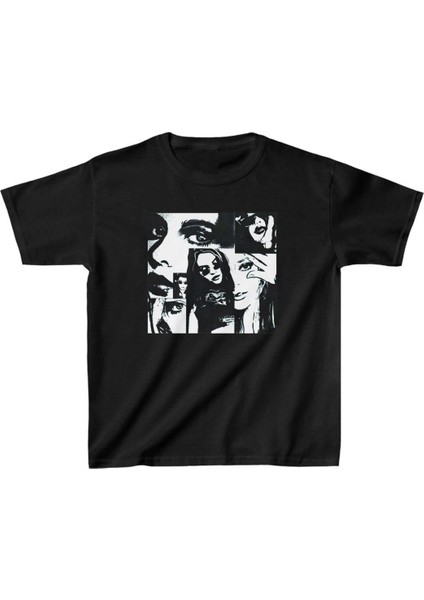 Unisex Çocuk Baskılı T-Shirt - Siyah