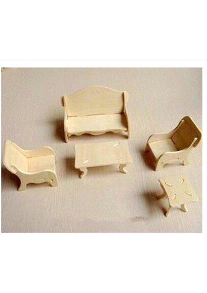 Büro Ev Ofis Çocuk Hediyesi Için Zeka Oyunu 3D Ahşap Yapım Salon Takımı Model Puzzle