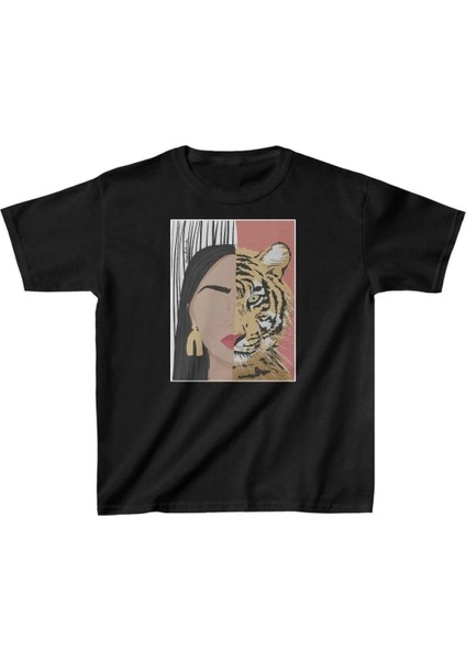 Unisex Çocuk Baskılı T-Shirt - Siyah
