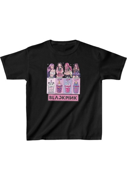 Unisex Çocuk Baskılı T-Shirt - Siyah