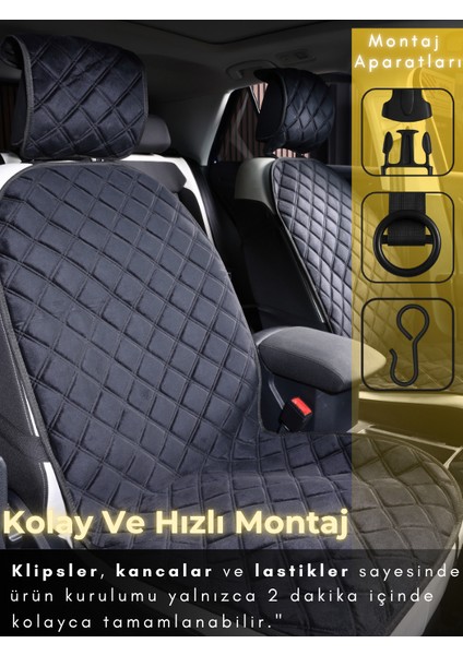 Fiat Punto Uyumlu 2'li Süet Oto Koltuk Minderi | Su Geçirmez | Hızlı Montaj | Oto Koltuk Kılıfı | A2 indirimleri