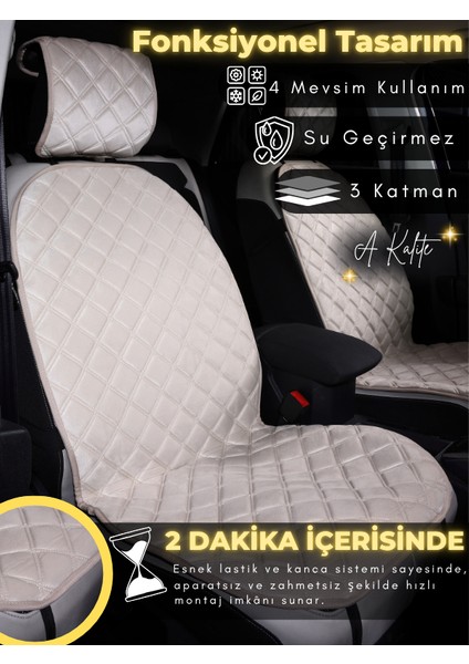 Audi A4 Uyumlu 2'li Süet Oto Koltuk Minderi | Universal | Hızlı Montaj | Su Geçirmez | A4 modelleri