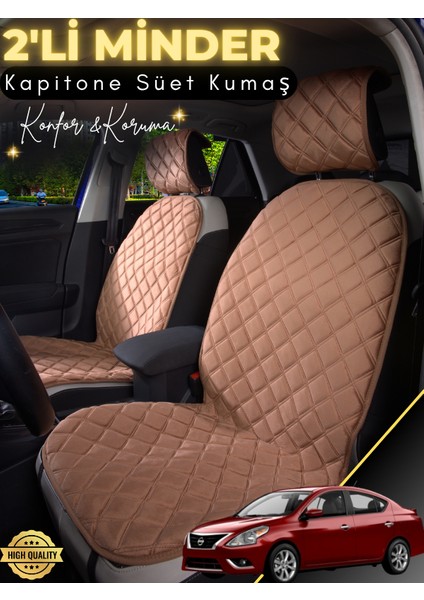 Nissan Almera Uyumlu 2'li Süet Oto Koltuk Minderi | Terletmez | Universal | Tam Koruma | A1