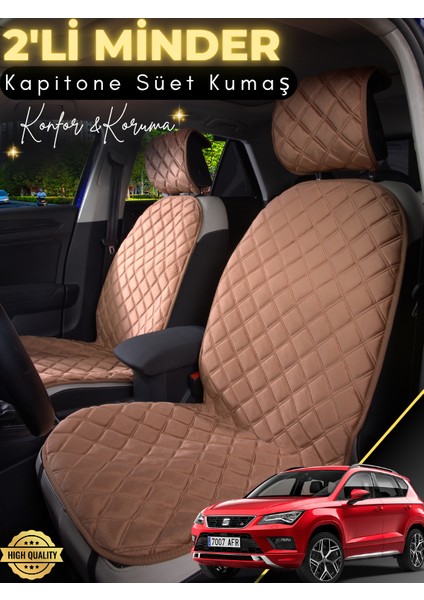 Seat Ateca Uyumlu 2'li Süet Oto Koltuk Minderi | Terletmez | Universal | Tam Koruma | A1