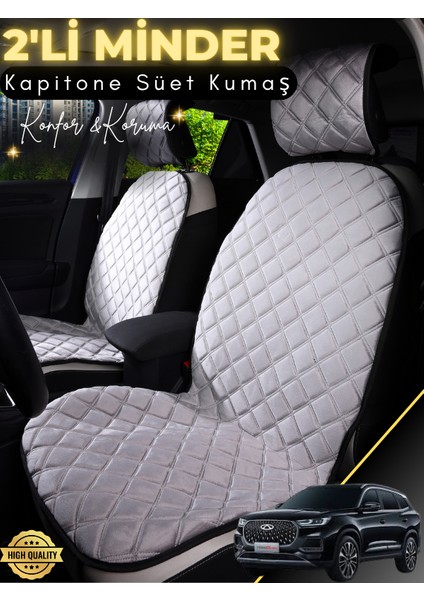 Chery Tiggo 8 Pro Uyumlu 2'li Süet Oto Koltuk Minderi | Universal | Hızlı Montaj | Su Geçirmez | A3