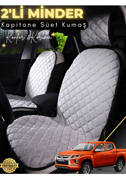 Mitsubishi L200 Uyumlu 2'li Süet Oto Koltuk Minderi | Terletmez | Universal | Su Geçirmez | A11